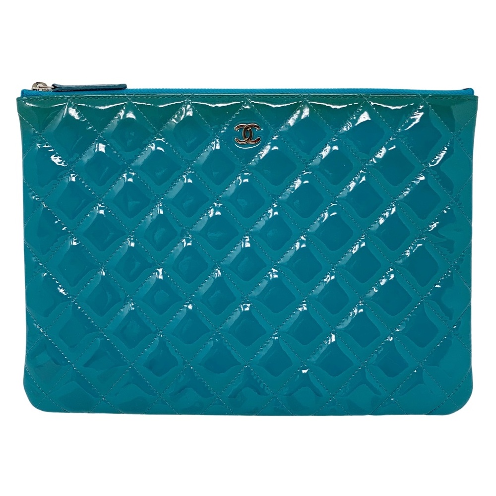 Chanel Small Patent Pouch Bag Turquoise